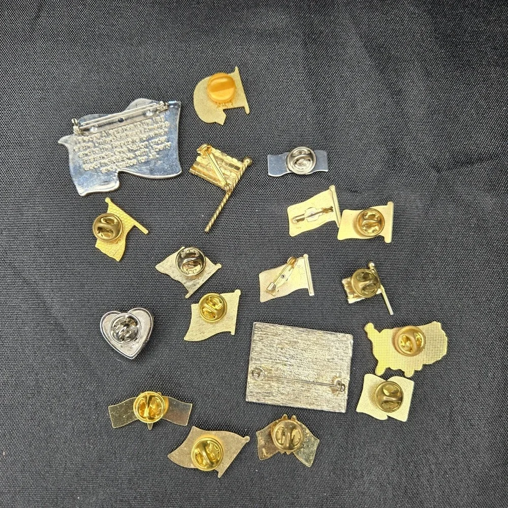 18pc Americana Pin Lot Signed Christopher Radko Heart Brooch Flag‎ Lapel Pins
